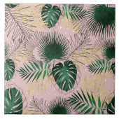 Moderne gouden tropische bladeren en peuters tegeltje (Voorkant)