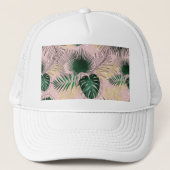 Moderne gouden tropische bladeren en peuters trucker pet (Voorkant)