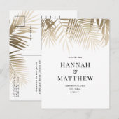 Moderne gouden tropische bladklasse, met uitzonder uitnodiging briefkaart (Voorkant / Achterkant)