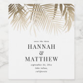 Moderne gouden tropische bladklasse, met uitzonder wijn etiket (Enkel label)