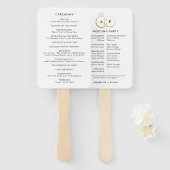 Moderne gouden trouwringen ceremonie programma handwaaier (Voorkant en achterkant)