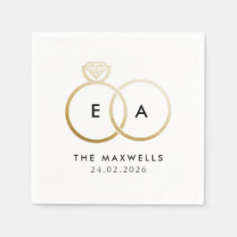 Moderne gouden trouwringen cocktail servet