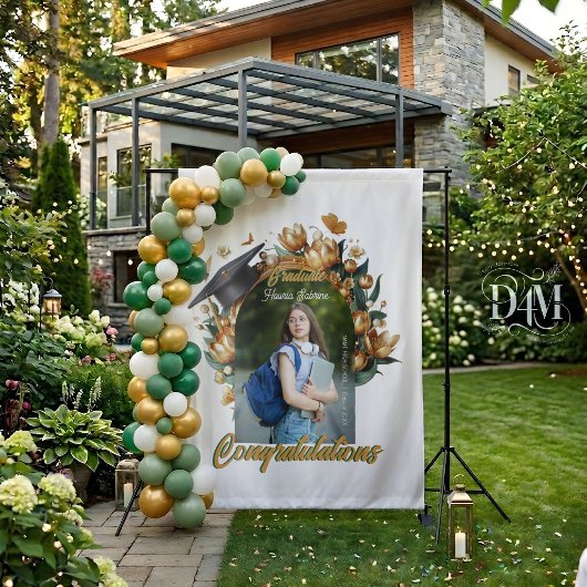 Moderne Gouden Tulpen Rand Afstudeerbackdrop Wandkleed