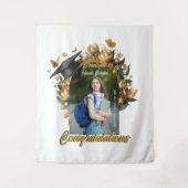 Moderne Gouden Tulpen Rand Afstudeerbackdrop Wandkleed (Voorkant)