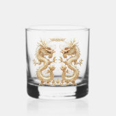 Moderne gouden tweehoofdige Dragon Custom Whisky Glas (Achterkant)