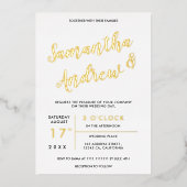 Moderne gouden typografie bruiloft folie uitnodiging (Voorkant)