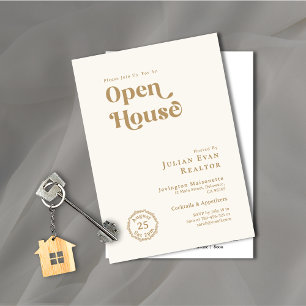 Moderne Gouden Typografie Business Logo Open House Kaart