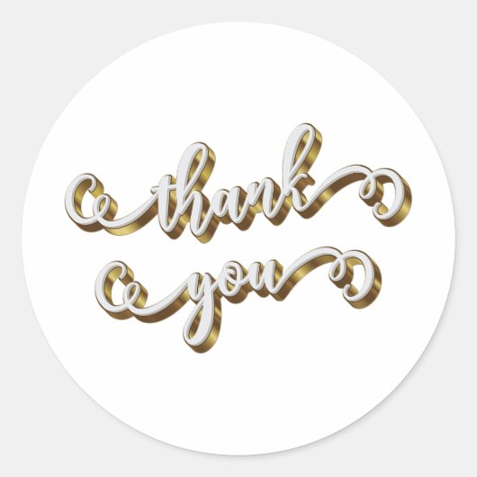 Moderne Gouden Typografie Dank Je  Ronde Sticker (Voorkant)