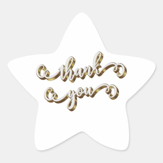 Moderne Gouden Typografie Dank Je  Ster Sticker (Voorkant)