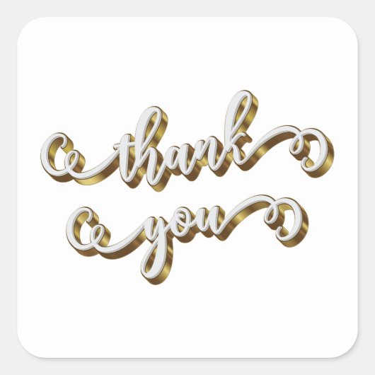 Moderne Gouden Typografie Dank Je  Vierkante Sticker (Voorkant)