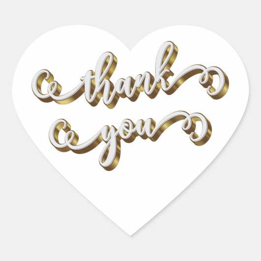 Moderne gouden typografie dank je wel hart sticker (Voorkant)