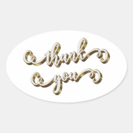 Moderne gouden typografie dank je wel  ovale sticker
