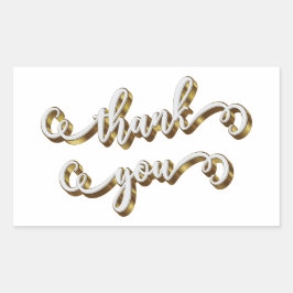 Moderne gouden typografie dank je wel rechthoekige sticker