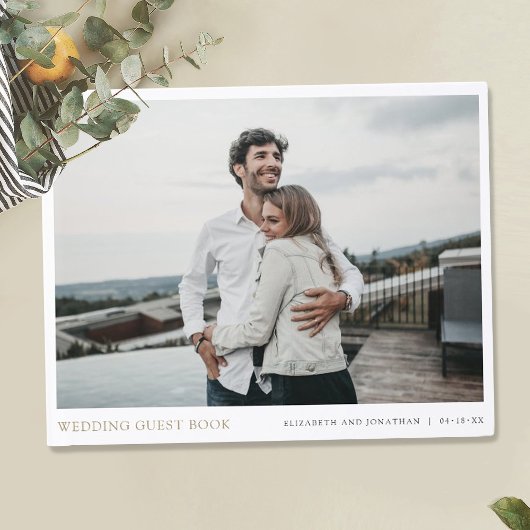 Moderne Gouden Typografie Fotobruiloft Gastenboek