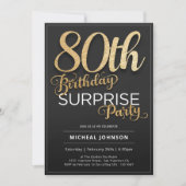 Moderne Gouden Typografie Verrassing 80ste Verjaar Kaart (Voorkant)