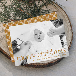 Moderne Gouden Typografie Vrolijke Kerstfoto Feestdagenkaart