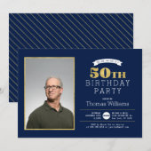 Moderne gouden uitnodiging voor 50ste verjaardagsf (Voorkant / Achterkant)