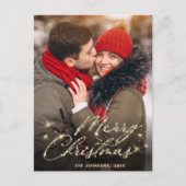 Moderne gouden vakantie FOTO kerstgroet Briefkaart (Voorkant)