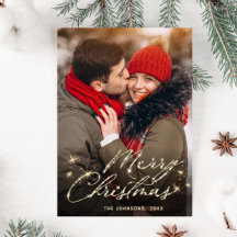 Moderne gouden vakantie FOTO kerstgroet