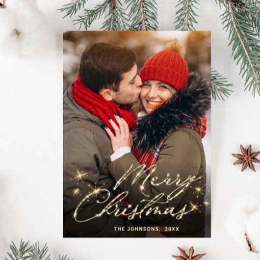 Moderne gouden vakantie FOTO kerstgroet Briefkaart