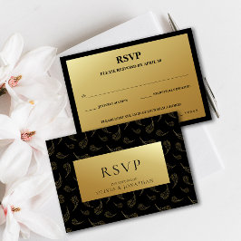 Moderne Gouden Veer Bruiloft Maaltijd Keuze RSVP Kaart