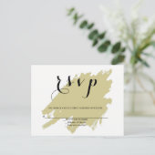 Moderne gouden verf bruiloft RSVP briefkaarten (Staand voorkant)