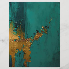 Moderne Gouden Verf op Blauwgroen