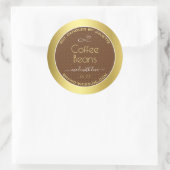 Moderne gouden verpakkingsetiketten Bruine koffieb Ronde Sticker (Tas)