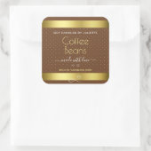 Moderne gouden verpakkingsetiketten Bruine koffieb Vierkante Sticker (Tas)