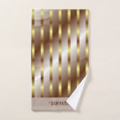Moderne Gouden Verticale Lijnen Bruine Gradiënt Bad Handdoek (Handdoek)