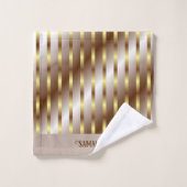 Moderne Gouden Verticale Lijnen Bruine Gradiënt Bad Handdoek (Wasdoekje)