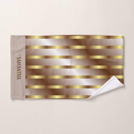 Moderne Gouden Verticale Lijnen Bruine Gradiënt Bad Handdoek (Handdoek)