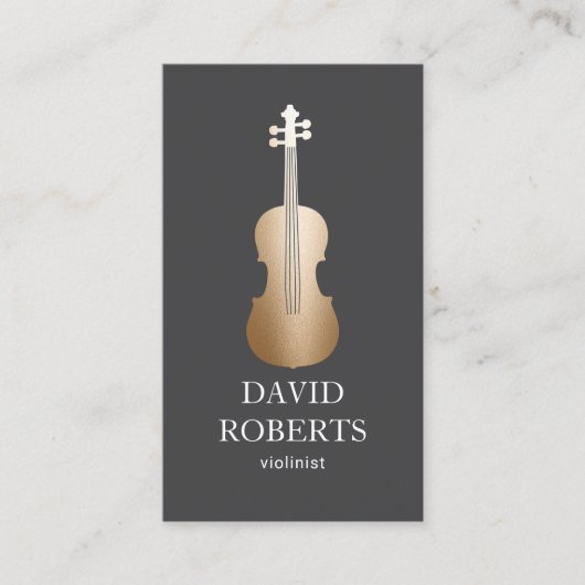 Moderne gouden vioolmuziekdocent violist visitekaartje