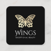 Moderne gouden vlinder zwart vierkante visitekaartje (Voorkant)