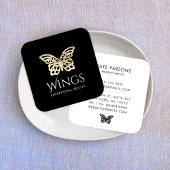 Moderne gouden vlinder zwart vierkante visitekaartje