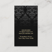 Moderne Gouden Vlinders Donker Damast Haar Stylist Visitekaartje (Achterkant)