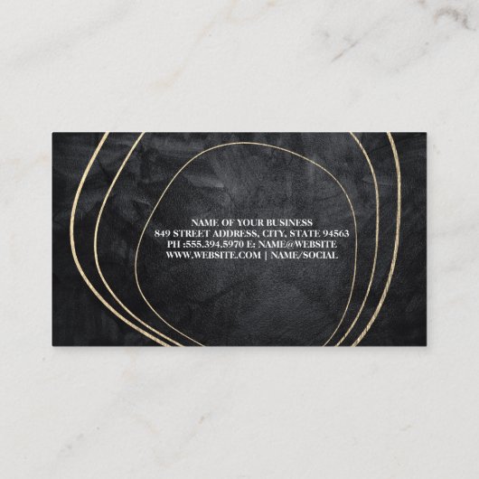 Moderne gouden vorm Design | Zwarte textuur Visitekaartje (Achterkant)