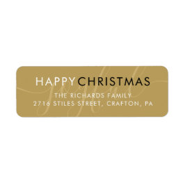 Moderne gouden vrolijke kerst retouradres etiket