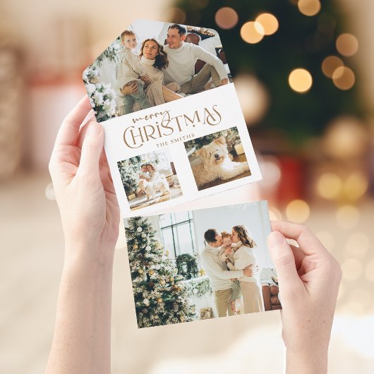 Moderne Gouden Vrolijke Kerst Typografie Multiphot All In One Uitnodiging