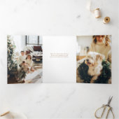 Moderne Gouden Vrolijke Kerst Typografie Multiphot Drieluik Kaart (Binnen)