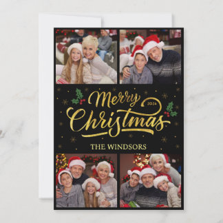 Moderne Gouden Vrolijke Kerstkaart Collage