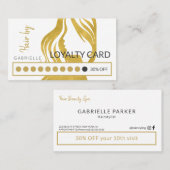 Moderne Gouden Vrouw Hoofd Wit Haar Salon Punch Klantenkaartje (Voorkant / Achterkant)