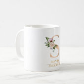 Moderne gouden Waterverf bloemletter S | Monogram Koffiemok (Voorkant links)