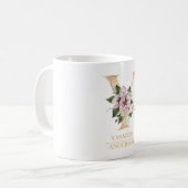 Moderne gouden Waterverf bloemletter Y | Monogram Koffiemok (Voorkant links)