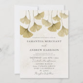 Moderne Gouden Waterverf Ginkgo Leaf Wedding Kaart (Voorkant)