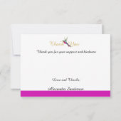 Moderne gouden Waterverf Hummingbird Pink Bedankkaart (Achterkant)