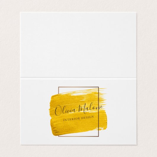 Moderne Gouden Waterverf Paint Ingelijste Visiteka Visitekaartje (Buitenkant ongevouwen)