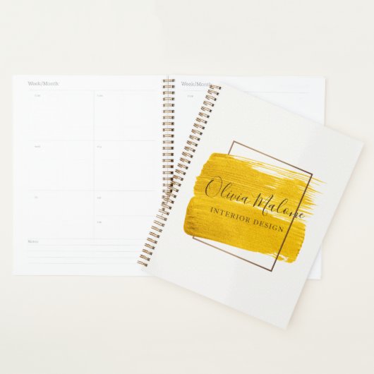 Moderne Gouden Waterverf Spetter Planner Met Frame (Display)