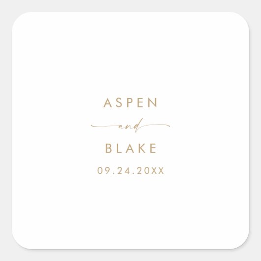 Moderne gouden weddenschappen vierkante sticker (Voorkant)