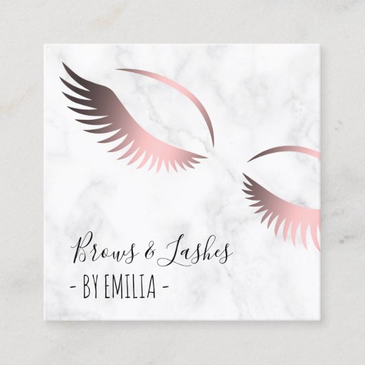 Moderne gouden wenkbrauwen en zweetjes met wit mar vierkante visitekaartje (Voorkant)